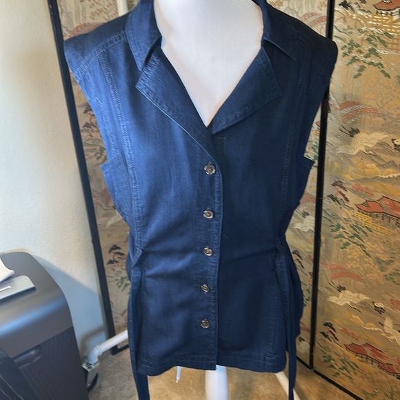 BANANA REPUBLIC VEST JACKET WOMENS SMALL DARK WASH BLUE - Picture 3 of 12